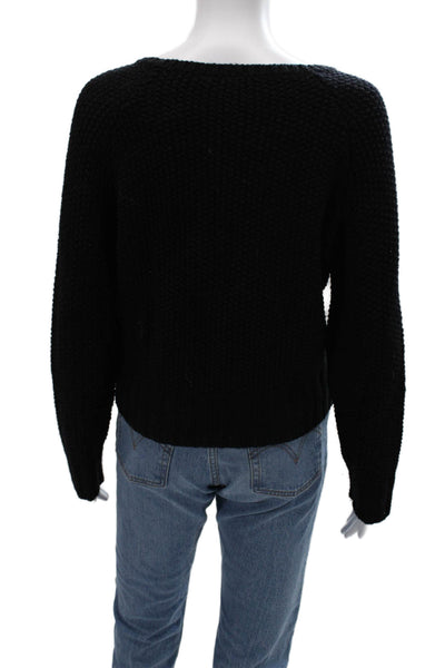 The Fisher Project Unisex Pullover Sweater Black Merino Wool Nylon Size M