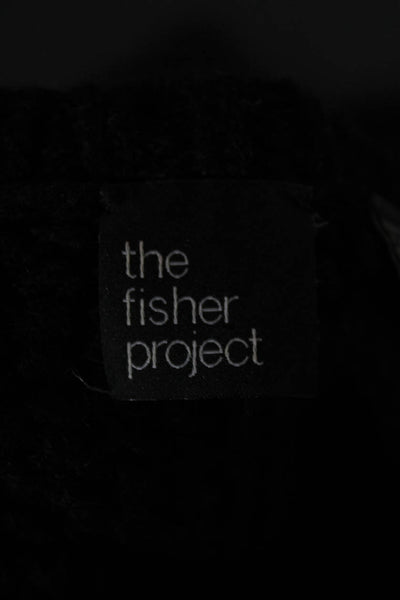 The Fisher Project Unisex Pullover Sweater Black Merino Wool Nylon Size M