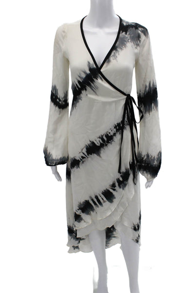 Mijo Women Wrap Maxi Dress Black V Neck Tie Long Sleeve Size P2XL