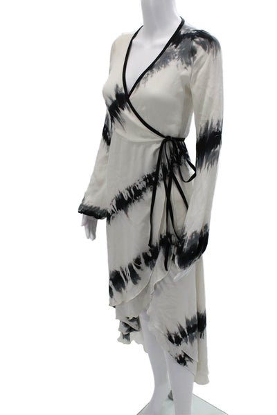 Mijo Women Wrap Maxi Dress Black V Neck Tie Long Sleeve Size P2XL