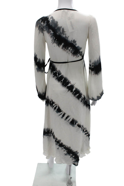 Mijo Women Wrap Maxi Dress Black V Neck Tie Long Sleeve Size P2XL