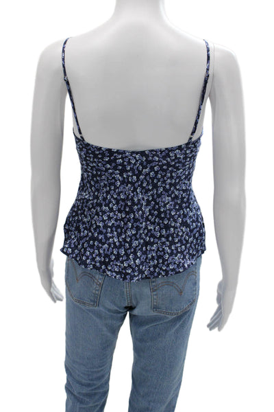 Cami Womens Camisole Dark Blue Silk V-Neck Floral Size 2XS