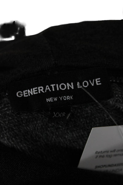 Generation Love Womens Pullover Hoodies Dark Gray Drawstring Size 2XS
