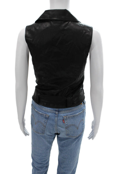 Topshop Womens Biker Motorcycle Vest Black Collared Buckle Polyester Size 2