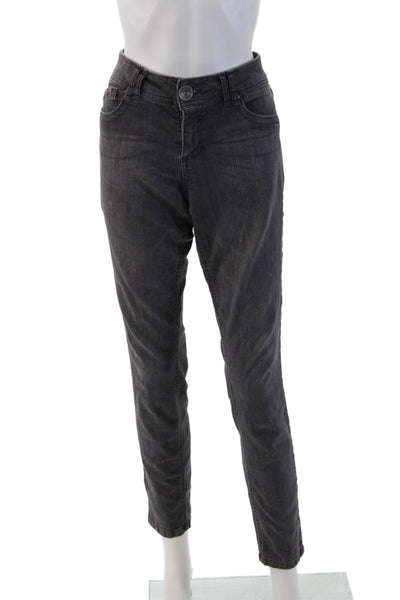 Wit & Wisdom Womens Dark Gray Ankle Straight Jeans Button Closure Size 8
