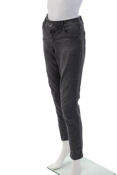 Wit & Wisdom Womens Dark Gray Ankle Straight Jeans Button Closure Size 8