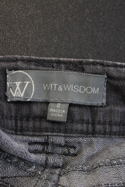 Wit & Wisdom Womens Dark Gray Ankle Straight Jeans Button Closure Size 8