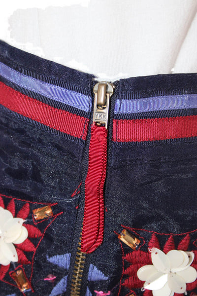 Maeve Anthropologie Women A-Line Mini Skirt Dark Blue Floral Size 12