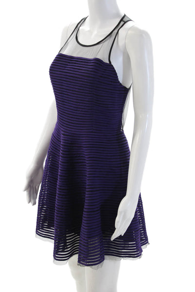 Sachin & Babi Womens Fit & Flare Dress Black Striped Sleeveless Size 8
