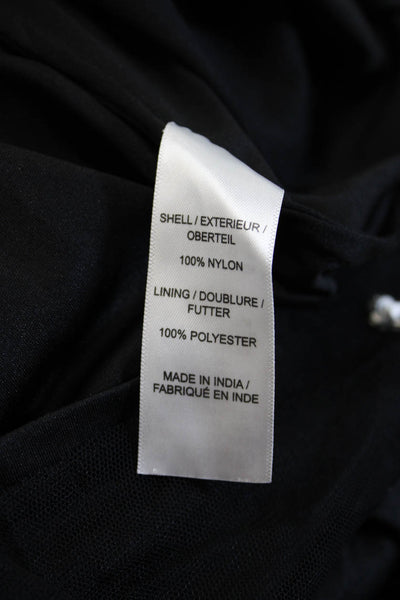 Aidan Mattox Women Black Floral Sheath Dress Short Sleeve Nylon Zip Size 6
