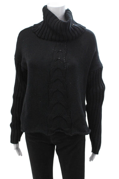 One Teaspoon Unisex Pullover Turtleneck Black Long Sleeve 100% Cotton Size S