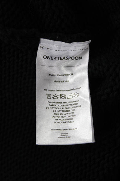 One Teaspoon Unisex Pullover Turtleneck Black Long Sleeve 100% Cotton Size S