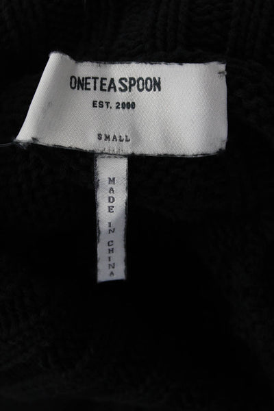 One Teaspoon Unisex Pullover Turtleneck Black Long Sleeve 100% Cotton Size S