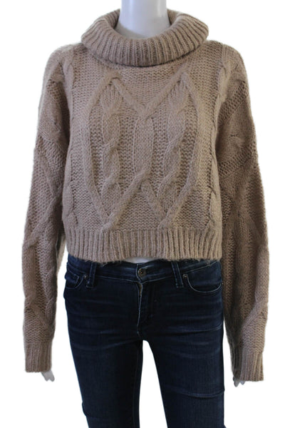 Olivaceous Unisex Pullover Sweater Beige Turtleneck Long Sleeve Acrylic Size S