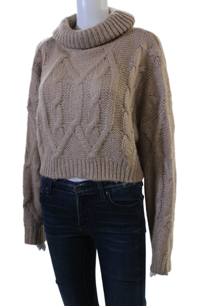 Olivaceous Unisex Pullover Sweater Beige Turtleneck Long Sleeve Acrylic Size S