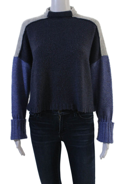 Central Park West Unisex Pullover Mock Neck Long Sleeve Dark Blue Size XS