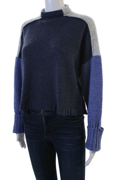 Central Park West Unisex Pullover Mock Neck Long Sleeve Dark Blue Size XS