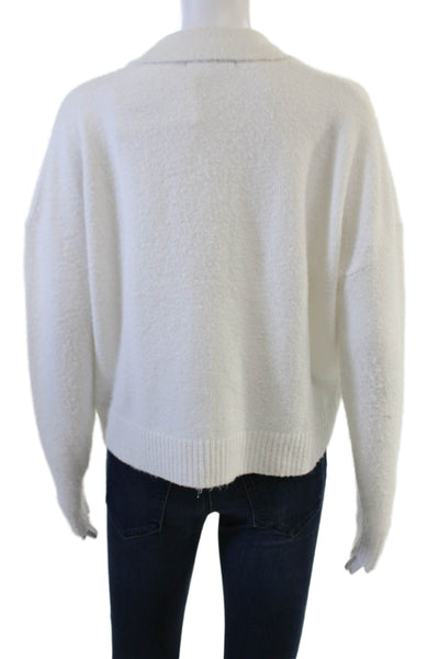 Central Park West Unisex Pullover Sweater V-Neck Long Sleeve White Size XS
