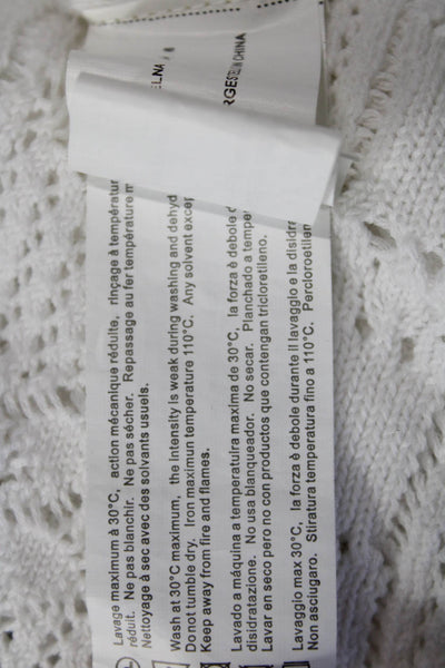 Sweewe Unisex Cardigan Vest White Cotton V Neck Button Sleeveless Size M