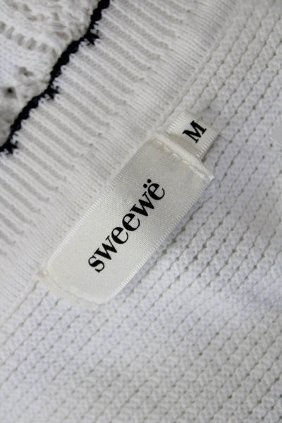 Sweewe Unisex Cardigan Vest White Cotton V Neck Button Sleeveless Size M