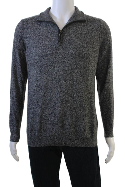 Autumn Cashmere Mens Pullover Mock Neck Zip Sheepskin Sweater Dark Gray Size M