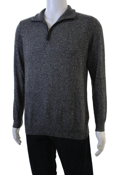Autumn Cashmere Mens Pullover Mock Neck Zip Sheepskin Sweater Dark Gray Size M