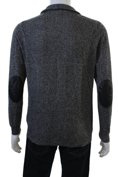 Autumn Cashmere Mens Pullover Mock Neck Zip Sheepskin Sweater Dark Gray Size M