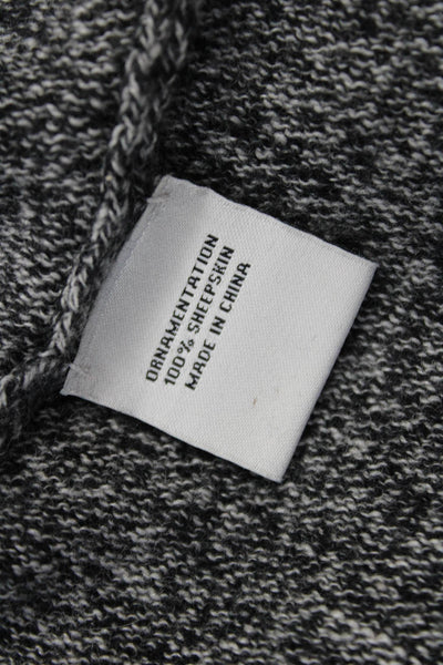Autumn Cashmere Mens Pullover Mock Neck Zip Sheepskin Sweater Dark Gray Size M