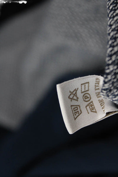 Filippo De Laurentiis Men Full Zip Herringbone Sweater Dark Blue Size L