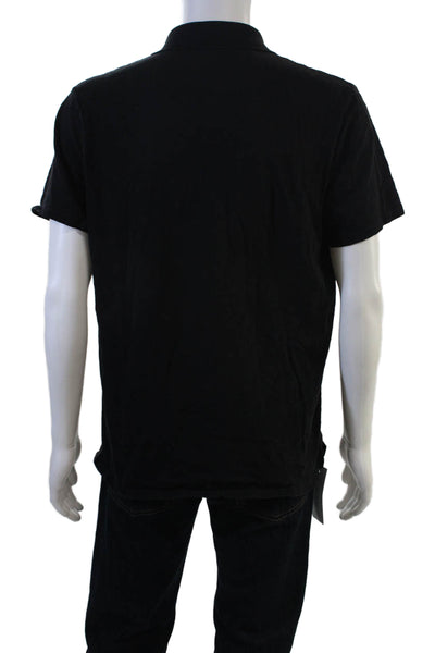 Vince Mens Collared Short Sleeve Polo Black 100% Cotton Solid Size L