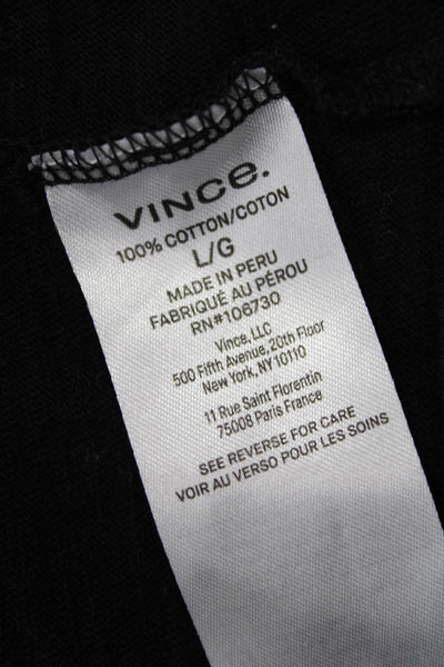 Vince Mens Collared Short Sleeve Polo Black 100% Cotton Solid Size L