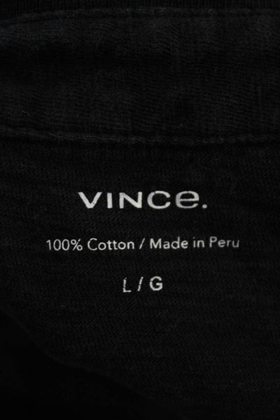 Vince Mens Collared Short Sleeve Polo Black 100% Cotton Solid Size L