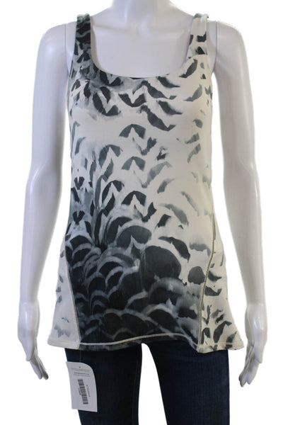 Lululemon Womens Camisole Sleeveless White Animal Print Zip Nylon Blend Size 4
