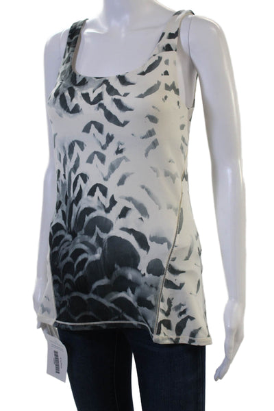 Lululemon Womens Camisole Sleeveless White Animal Print Zip Nylon Blend Size 4