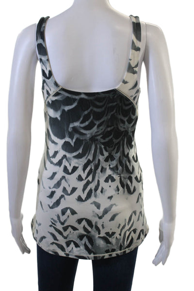 Lululemon Womens Camisole Sleeveless White Animal Print Zip Nylon Blend Size 4