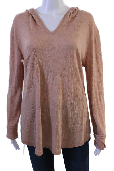 Pinko Womens Pullover Hoodie Beige V Neck Long Sleeve Polyester Rayon Size S