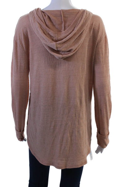Pinko Womens Pullover Hoodie Beige V Neck Long Sleeve Polyester Rayon Size S