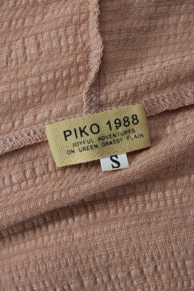 Pinko Womens Pullover Hoodie Beige V Neck Long Sleeve Polyester Rayon Size S