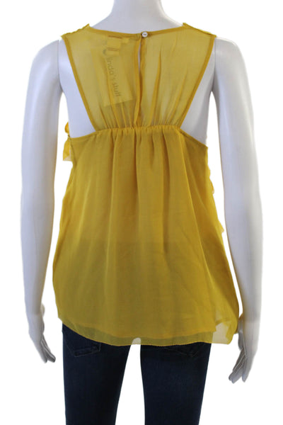 Sundance Womens Bohemian Silk Sleeveless Tank Round Neck Yellow Size S