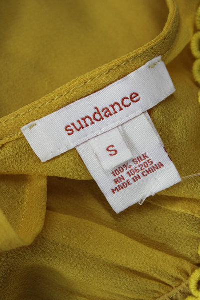 Sundance Womens Bohemian Silk Sleeveless Tank Round Neck Yellow Size S