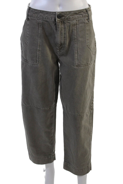 KUT from the Kloth Women Cropped Cargo Pants Dark Gray Cotton High Rise Size 00