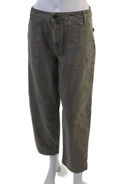 KUT from the Kloth Women Cropped Cargo Pants Dark Gray Cotton High Rise Size 00
