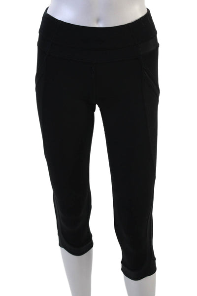 Lululemon Women Capri Leggings Black Nylon Blend Zip Sz 4