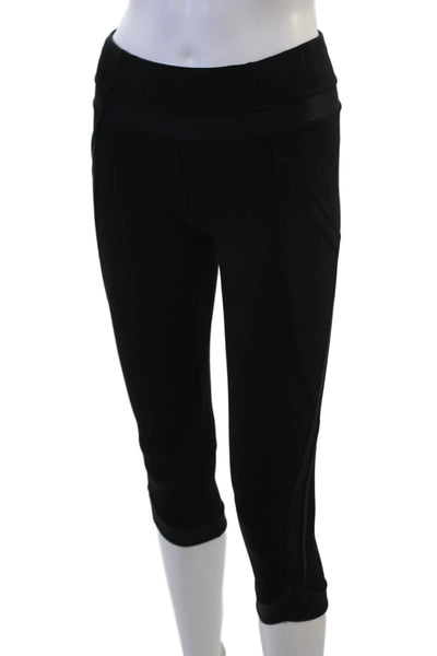 Lululemon Women Capri Leggings Black Nylon Blend Zip Sz 4