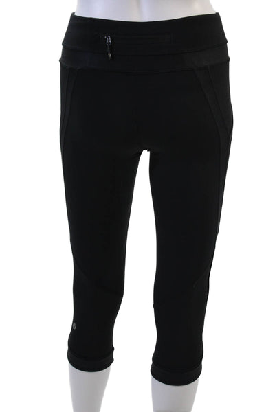 Lululemon Women Capri Leggings Black Nylon Blend Zip Sz 4