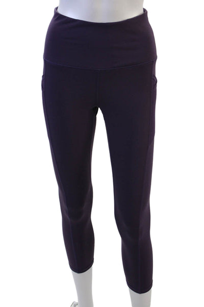 Gaiam Womens Capri Cropped Leggings Purple Polyester Blend Size S
