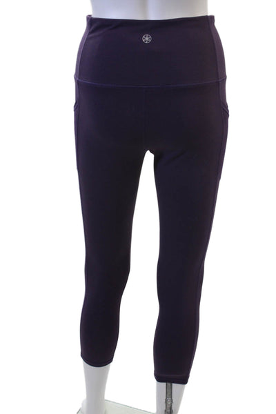 Gaiam Womens Capri Cropped Leggings Purple Polyester Blend Size S