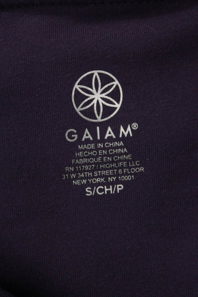 Gaiam Womens Capri Cropped Leggings Purple Polyester Blend Size S