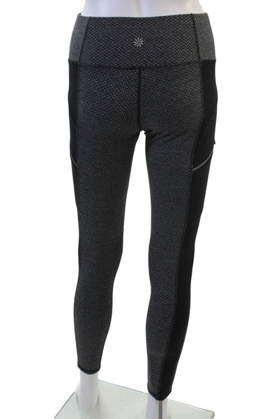Athleta Womens Ankle Leggings Black Herringbone Zip Size XS