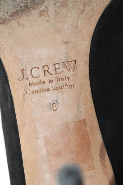 J Crew Womens Suede Pointed Toe Classic Pumps Black Size 6